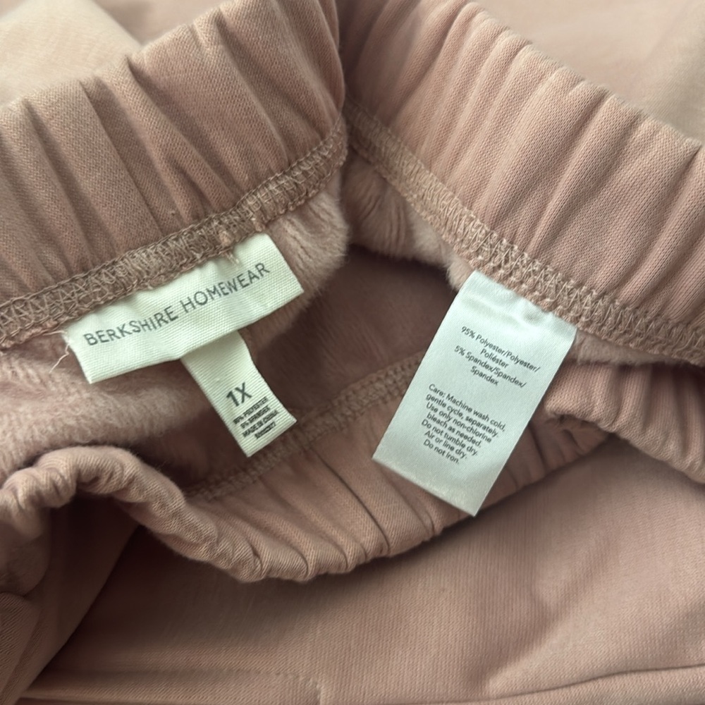 Berkshire Homewear French Terry Cardigan & Flare Pant Set | Size 1X | Pink - Picture 4 of 11